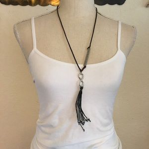 1946 infinity brown corded quote bar necklace